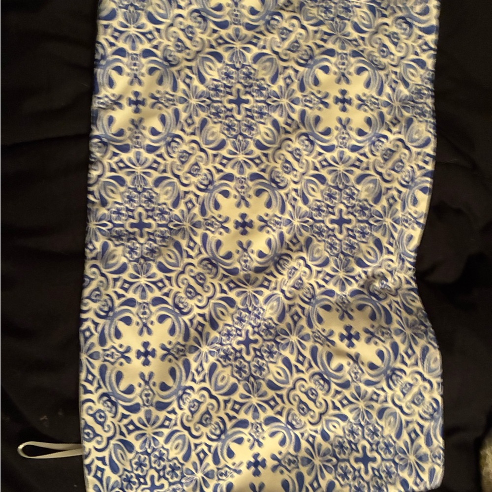 Blue and White Patterned Crop Top